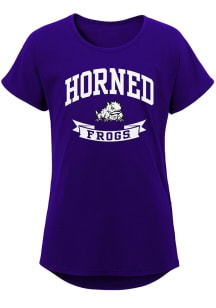 TCU Horned Frogs Girls Purple Collegiate Banner Short Sleeve Tee
