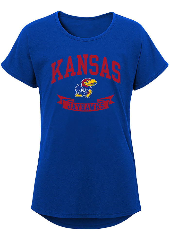 Kansas Jayhawks Girls Blue Collegiate Banner Short Sleeve Tee