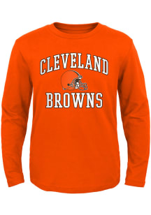Cleveland Browns Youth Orange #1 Design Long Sleeve T-Shirt