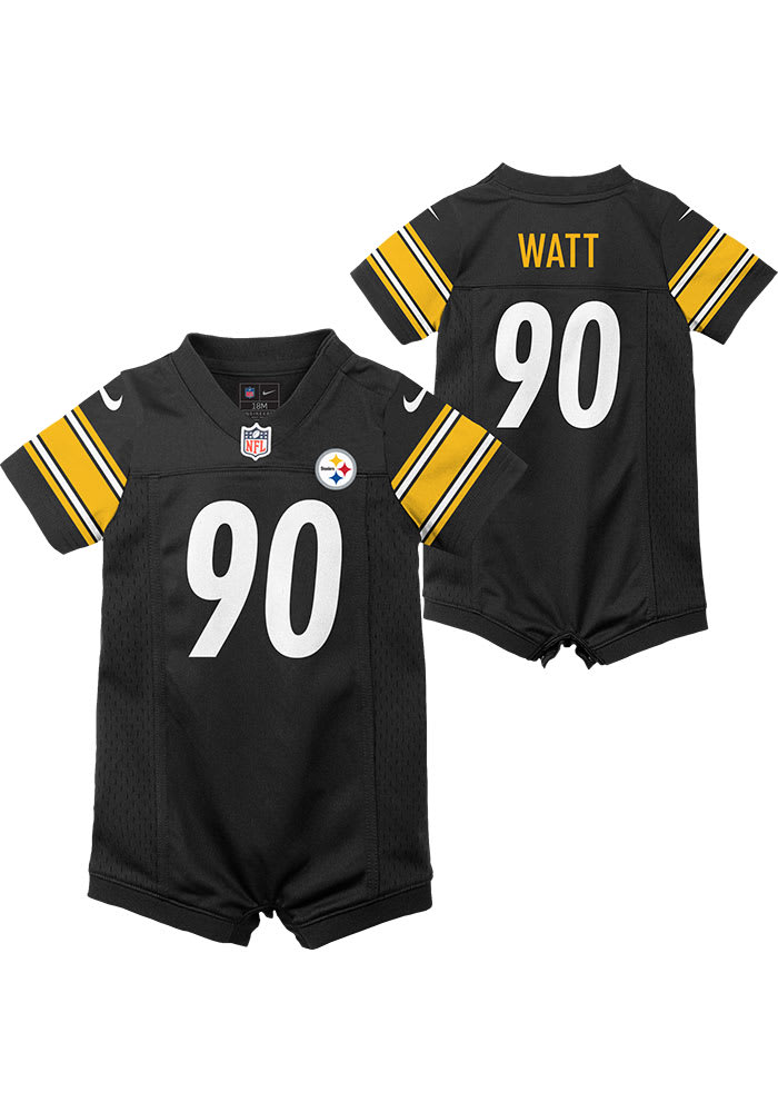 Nike Infant T.J. Watt Black Pittsburgh Steelers Game Romper Jersey