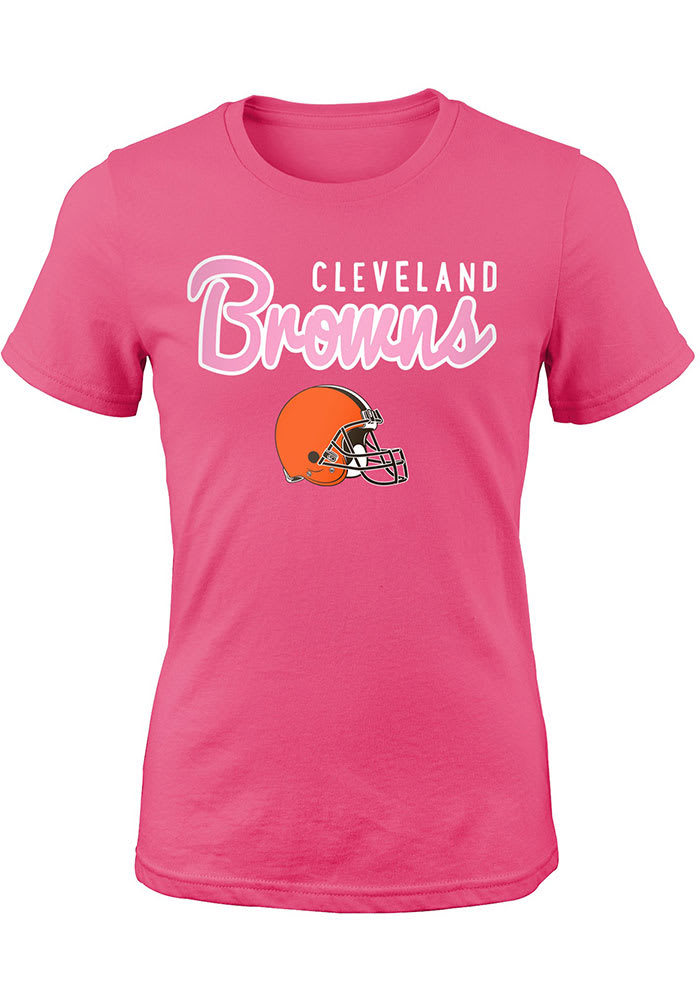 Cleveland Browns Girls Pink Big Game Short Sleeve Tee