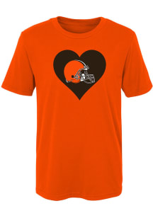 Cleveland Browns Girls Orange Heart Short Sleeve T-Shirt