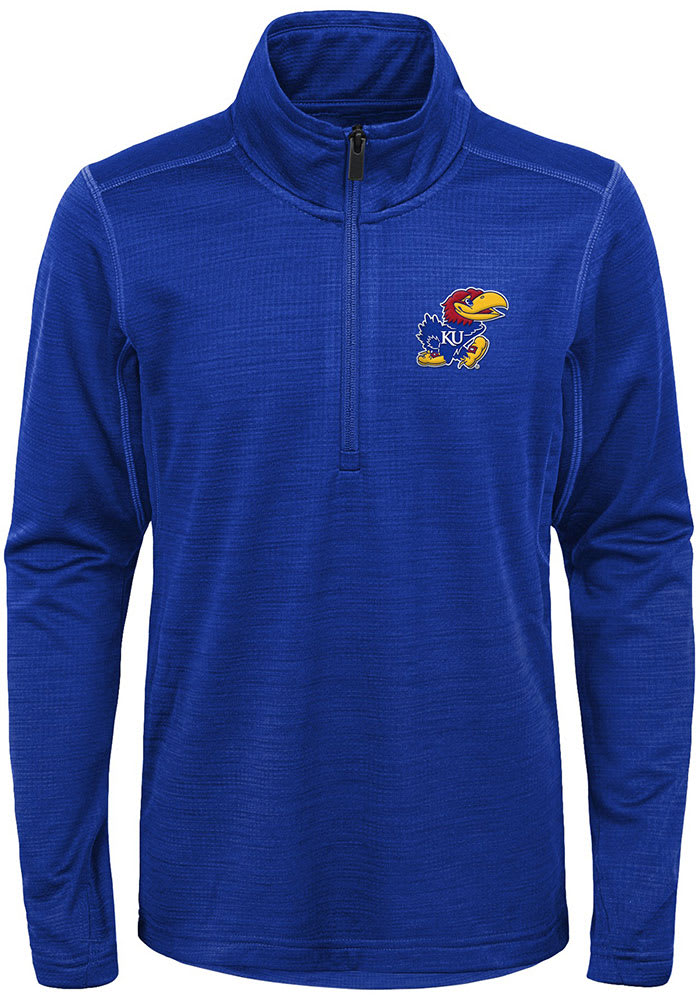 Kansas Jayhawks Youth Blue Warm Up Long Sleeve Quarter Zip Shirt