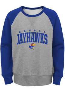 Kansas Jayhawks Youth Grey Victory Long Sleeve Crew Sweatshirt