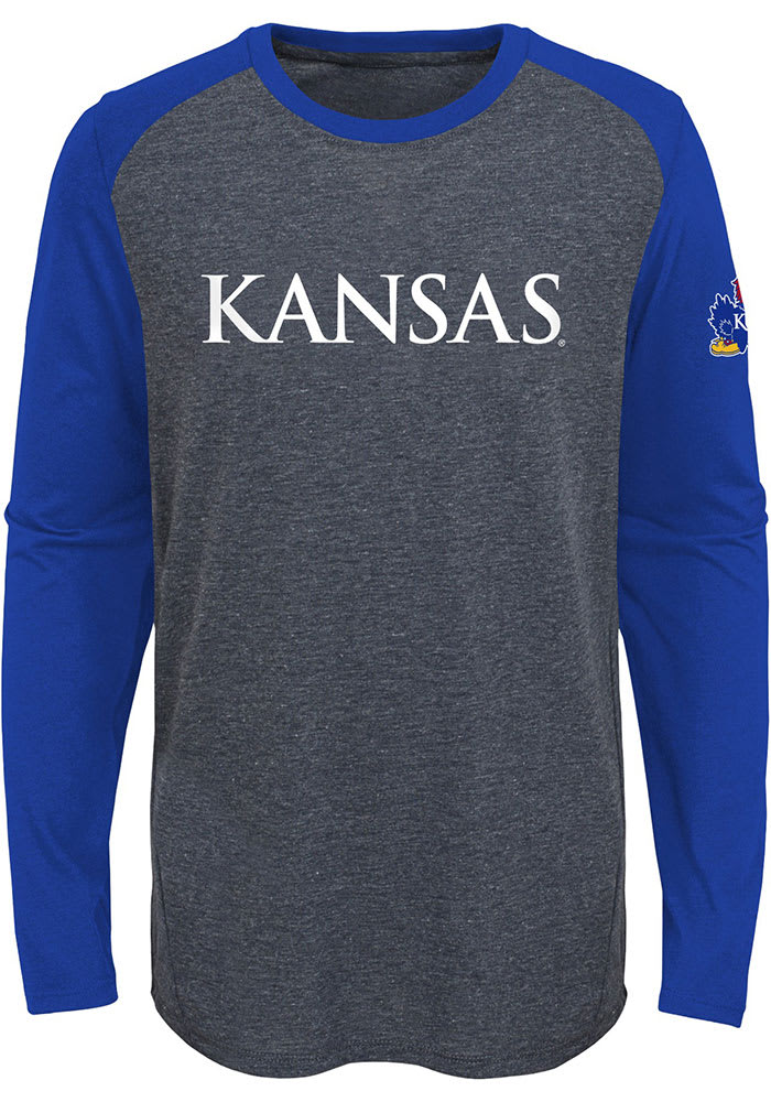 Kansas Jayhawks Youth Charcoal First String Long Sleeve T-Shirt