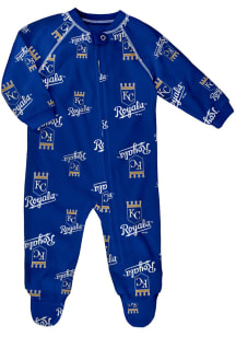 Kansas City Royals Baby Blue All Over Logo Loungewear One Piece Pajamas