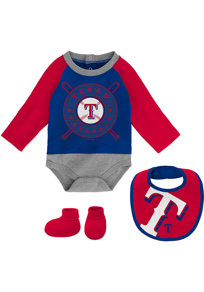 Texas Rangers Baby Red Dugout Dude Set One Piece with Bib