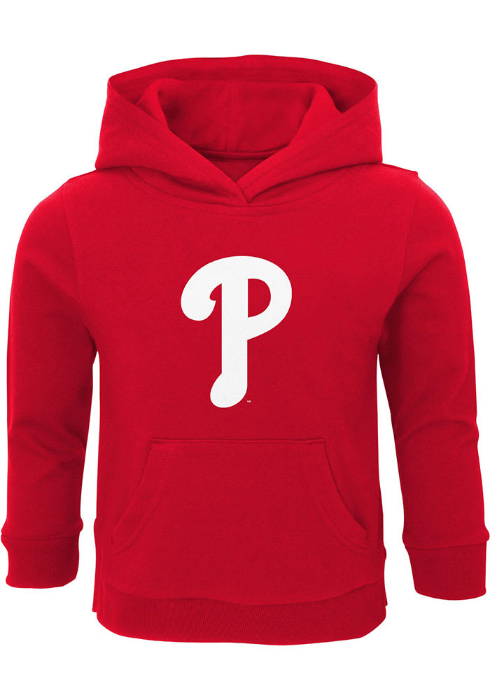 Philadelphia Phillies Toddler Red Primary Logo Long Sleeve Hooded Sweatshirt