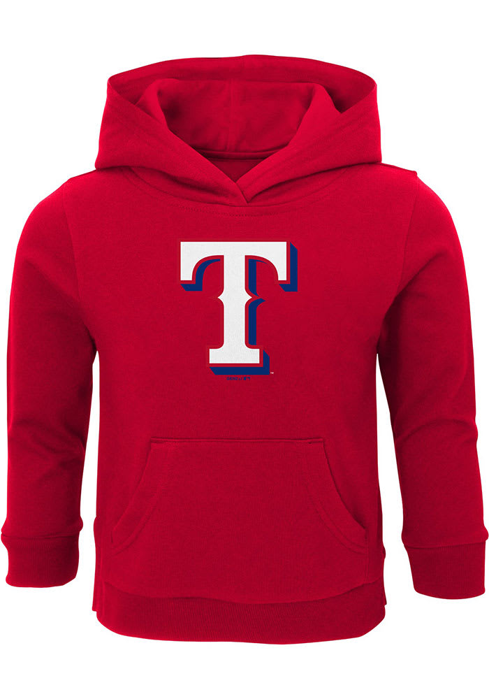 Texas Rangers Toddler Red Primary Logo Long Sleeve Hooded Sweatshirt