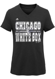 Chicago White Sox Girls Black On Base Short Sleeve Tee