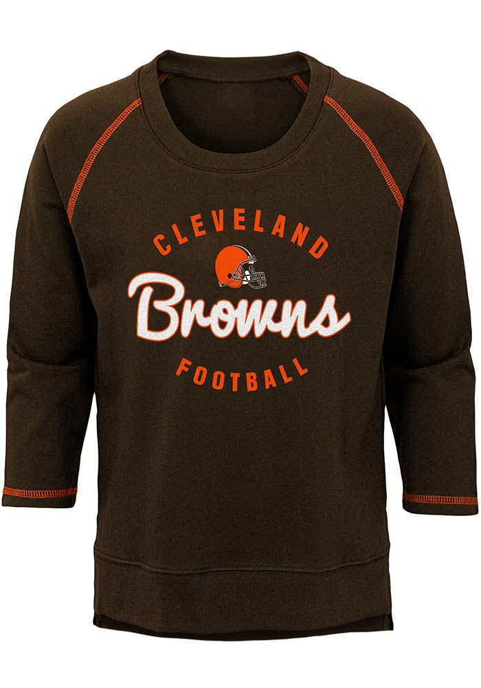 Nike Men's Cleveland Browns Athletic Long Sleeve Raglan T-Shirt - Grey & Brown - S (Small)