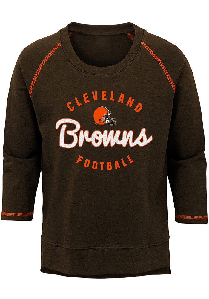 Cleveland Browns Girls Brown Overthrow Long Sleeve T-shirt