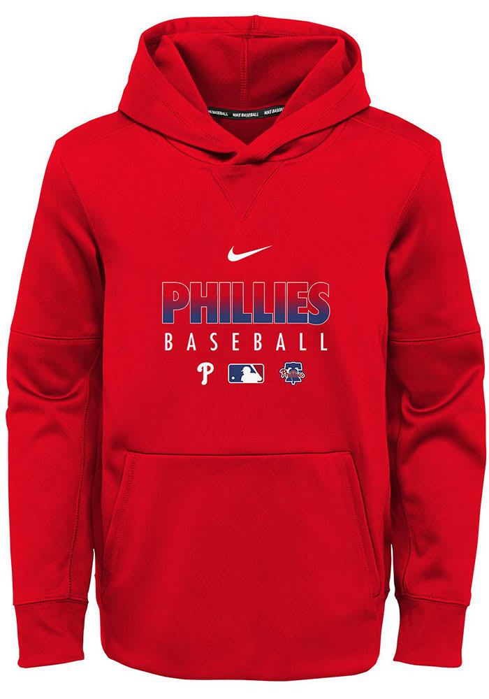 Nike Philadelphia Phillies Youth Red AC Therma Long Sleeve Hoodie