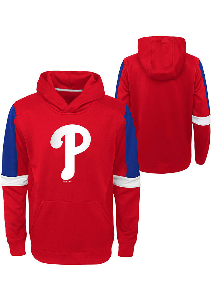 Philadelphia Phillies Youth Red Base Up Long Sleeve Hoodie