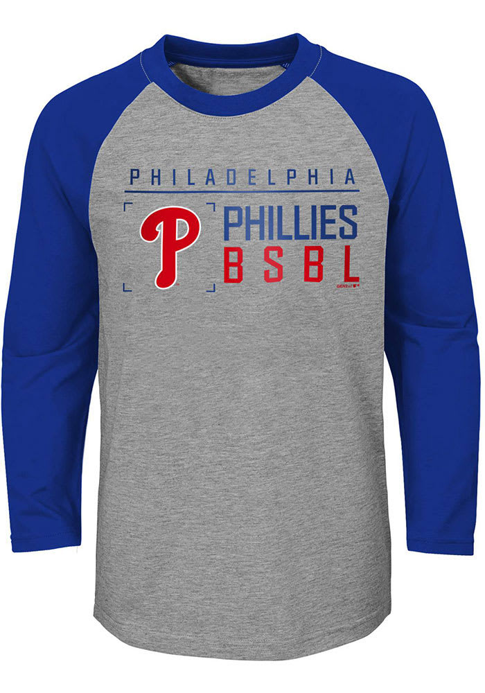 Philadelphia Phillies Youth Grey Into the Stratosphere Long Sleeve Fashion T-Shirt