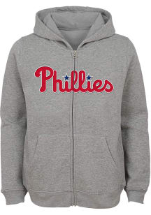 Philadelphia Phillies Youth Grey Wordmark Long Sleeve Full Zip Jacket