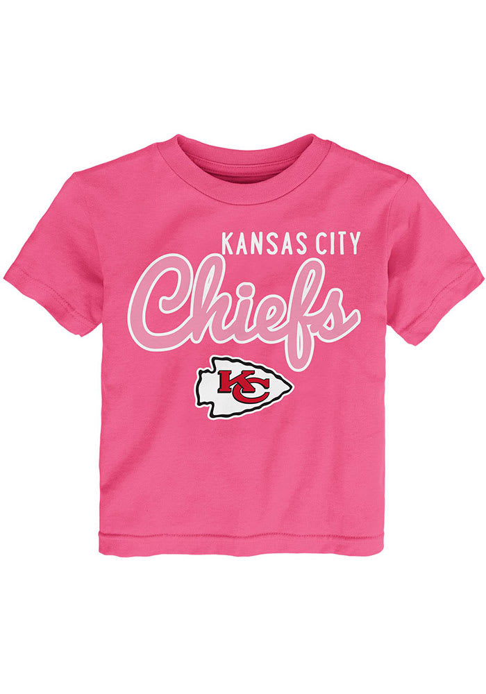 Girls Youth Patrick Mahomes Pink Kansas City Chiefs Fashion Fan Gear V-Neck  T-Shirt