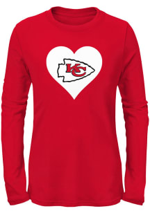 Kansas City Chiefs Girls Red Heart Long Sleeve T-shirt