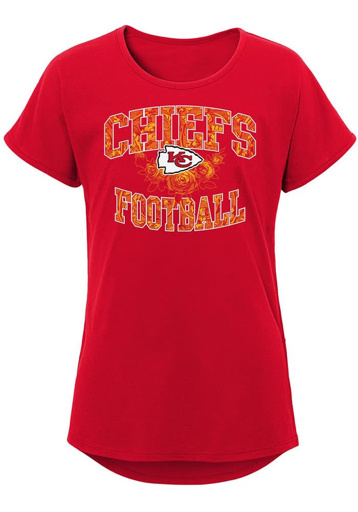 Kansas City Chiefs Girls Flower Power Short Sleeve T-Shirt - RED