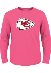 Kansas City Chiefs Toddler Girls Pink Primary Logo Long Sleeve T Shirt