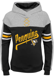 Pittsburgh Penguins Girls Black Hip Check Long Sleeve Hooded Sweatshirt