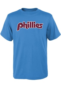 Philadelphia Phillies Youth Light Blue Road Wordmark Short Sleeve T-Shirt