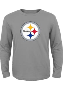 Pittsburgh Steelers Boys Grey Primary Logo Long Sleeve T-Shirt