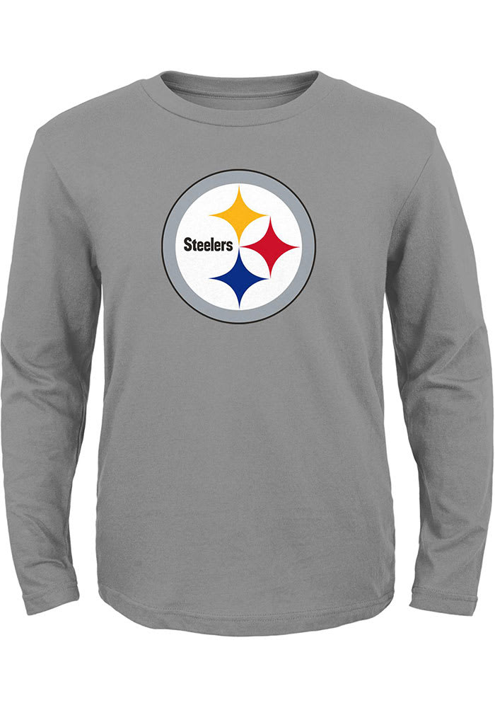 Pittsburgh Steelers Youth Grey Primary Logo Long Sleeve T-Shirt