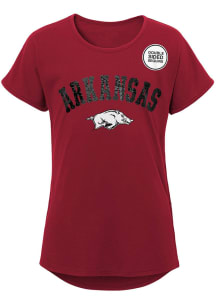 Arkansas Razorbacks Girls Cardinal Show Love Short Sleeve Fashion T-Shirt