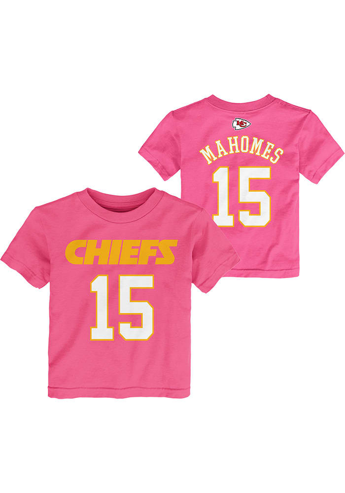 Patrick Mahomes Outer Stuff Kansas City Chiefs Toddler Girls Pink Name and Number Short Sleeve T-Shirt