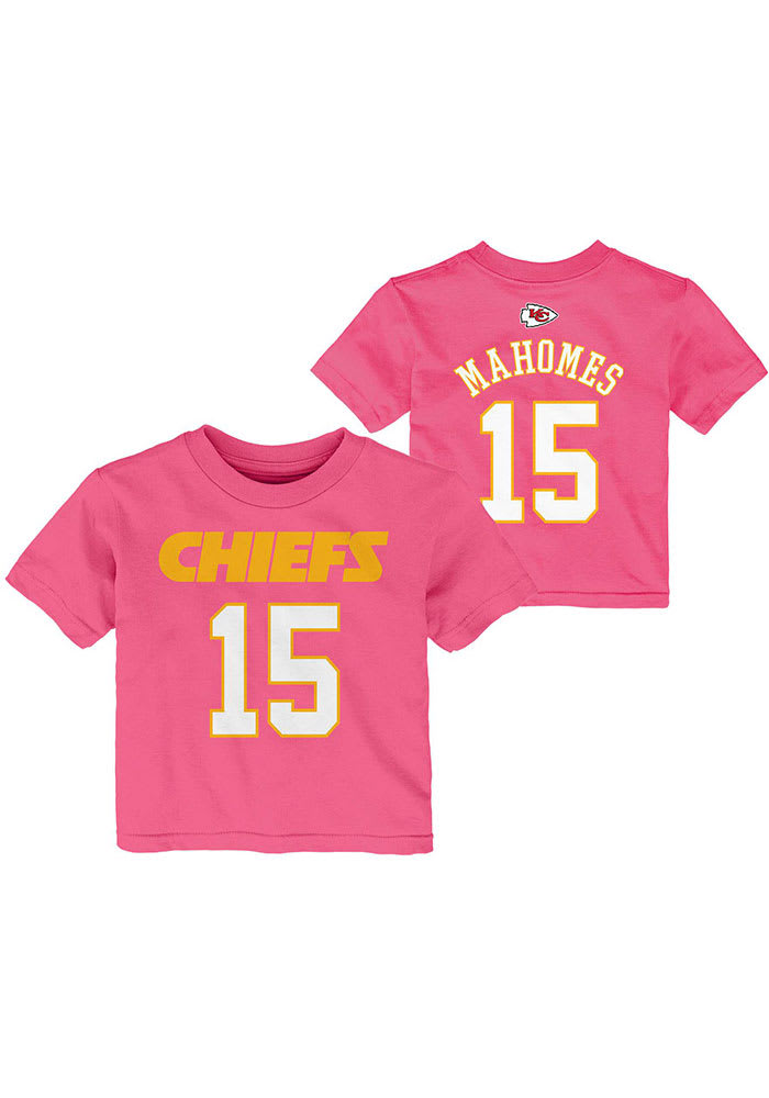 Patrick Mahomes Kansas City Chiefs Infant Girls Name and Number Short Sleeve T-Shirt Pink