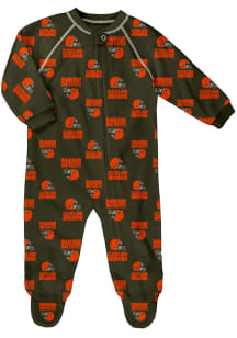 Cleveland Browns Baby Brown All Over Loungewear One Piece Pajamas