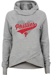 Philadelphia Phillies Girls Grey Sweet Spot Long Sleeve Hooded Sweatshirt