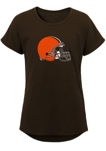 Cleveland Browns Girls Brown Primary Logo Short Sleeve Tee
