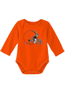 Cleveland Browns Baby Orange Primary Logo Long Sleeve One Piece
