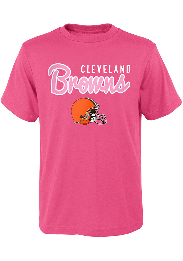 Cleveland Browns Toddler Girls Pink Big Game Short Sleeve T-Shirt, Pink, 100% Cotton, Size 2T, Rally House
