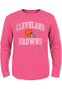 Cleveland Browns Toddler Girls Pink #1 Design Long Sleeve T Shirt