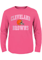 Cleveland Browns Toddler Girls Pink #1 Design Long Sleeve T Shirt