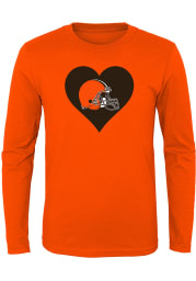 Cleveland Browns Toddler Girls Orange Heart Long Sleeve T Shirt