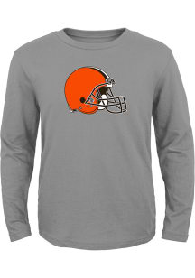 Cleveland Browns Boys Grey Primary Logo Long Sleeve T-Shirt