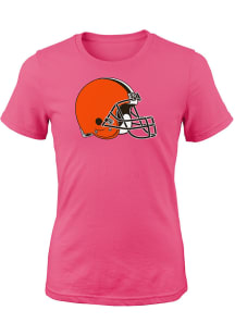 Cleveland Browns Girls Pink Primary Logo Short Sleeve T-Shirt