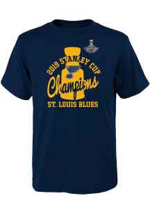 St Louis Blues Boys Navy Blue 2019 Champions Script Short Sleeve T-Shirt