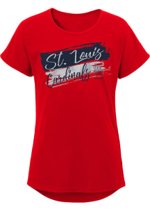 St Louis Cardinals Girls Red Brush Stroke Short Sleeve Tee