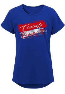 Texas Rangers Girls Blue Brush Stroke Short Sleeve Tee