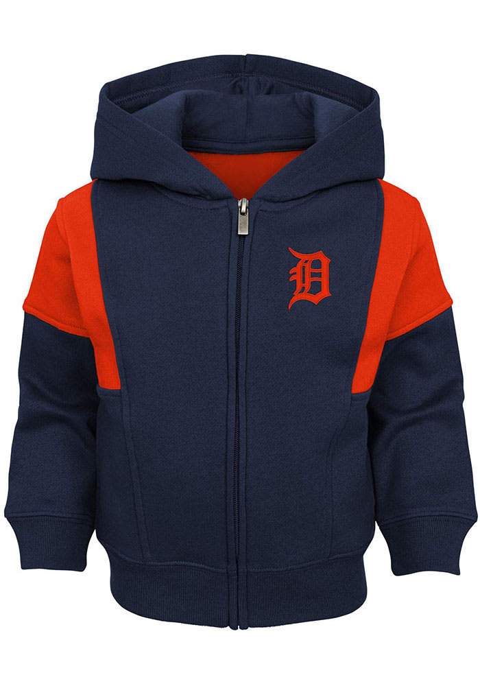 Detroit Tigers Baby All That Long Sleeve Full Zip Sweatshirt - Navy Blue, Navy Blue, Cotton/Poly Blend, Size 24M, Rally House