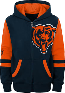 Chicago Bears Boys Navy Blue Stadium Long Sleeve Full Zip Hooded Sweatshirt