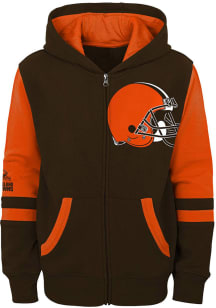 Cleveland Browns Boys Brown Stadium Long Sleeve Full Zip Hooded Sweatshirt