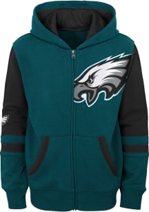 Philadelphia Eagles Boys Midnight Green Stadium Long Sleeve Full Zip Hooded Sweatshirt