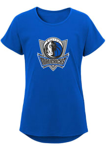 Dallas Mavericks Girls Blue Primary Logo Short Sleeve Tee