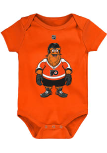 Outer Stuff Gritty Philadelphia Flyers Baby Orange Standing Mascot Short Sleeve One Piece